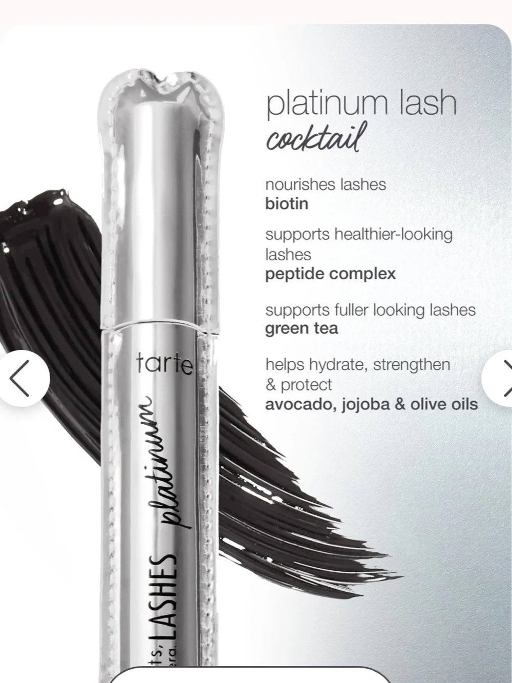 tarte lights, camera, LASHES platinum mascara